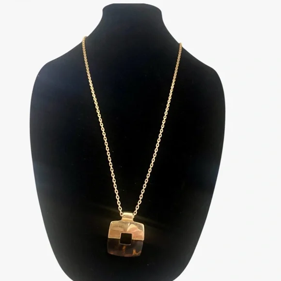 Napier Gold and Brown Square Pendant Necklace - Picture 2 of 4